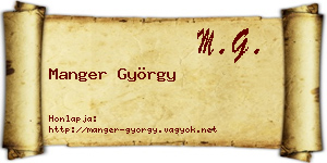 Manger György névjegykártya